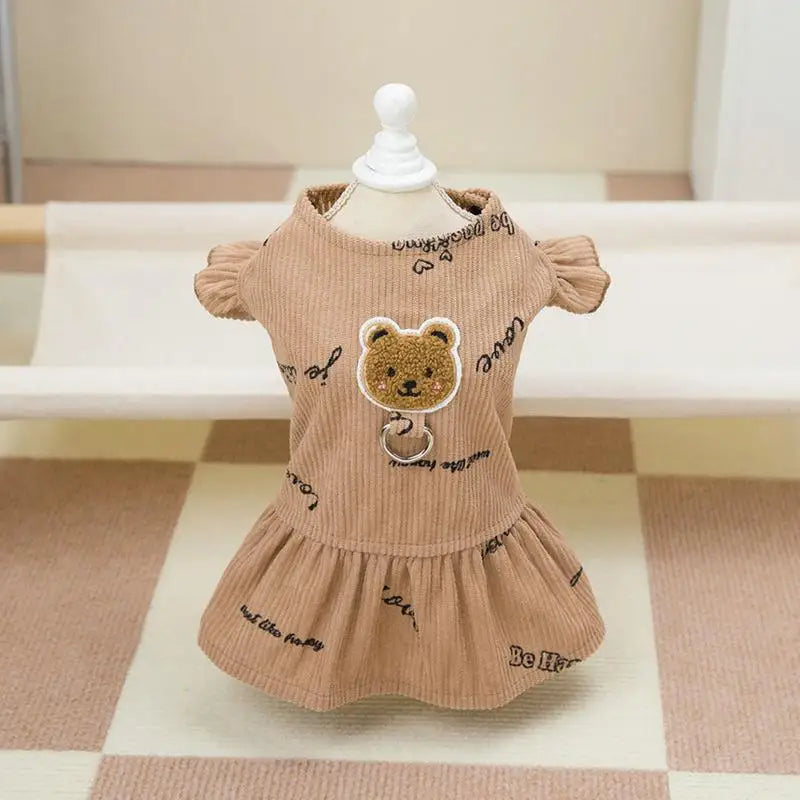 Cute Polyester Dog Costume With Bear Pattern Dog Daily Wear Comfortable Fashionable Soft