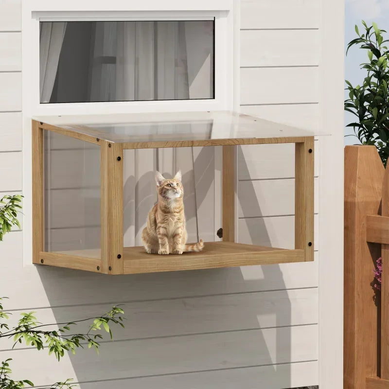 Acrylic Perch Catio Wood Cat Window Box Strong lightweight easy to install large space