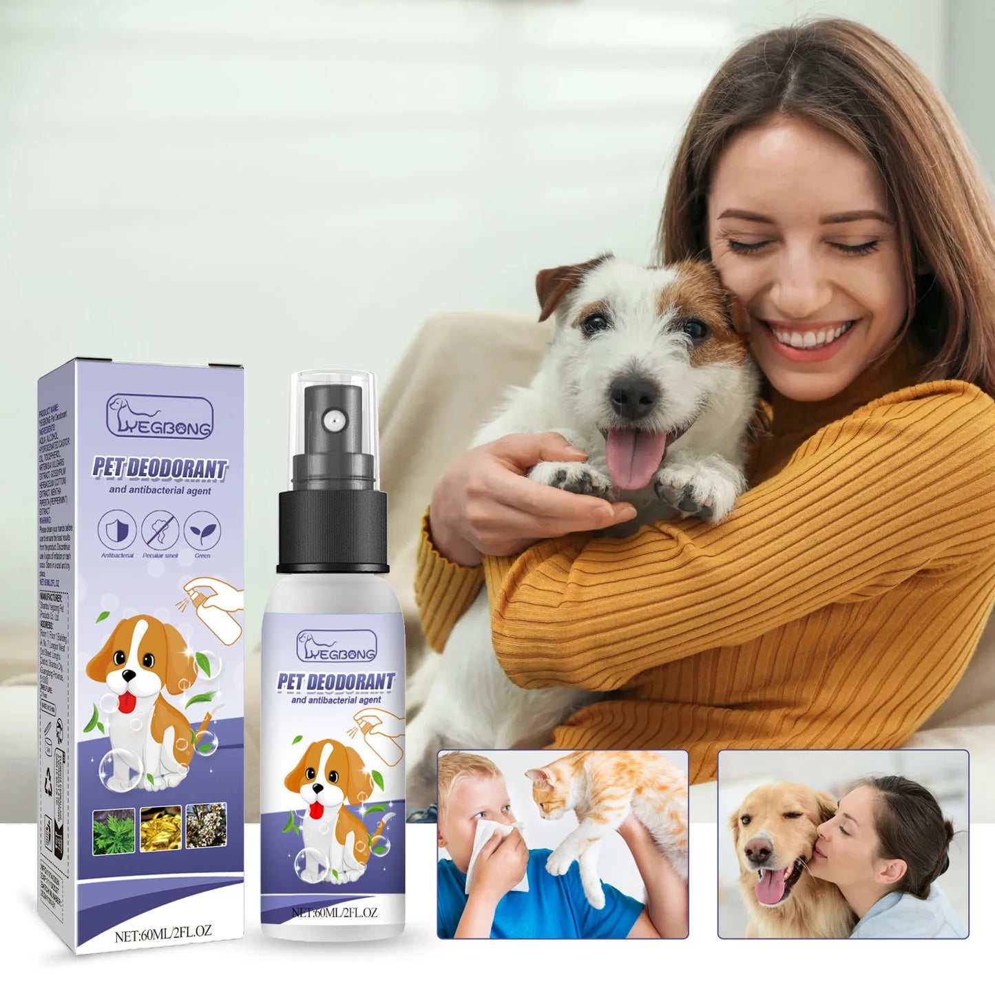 Pet Deodorizing Spray Remove Odor Dogs Cats Urine Body Odor Feces Odor Removal Air Freshening
