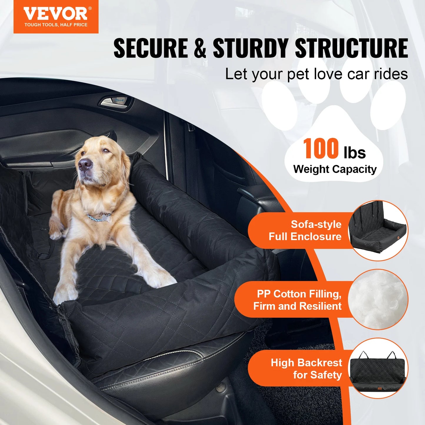 Waterproof Dog Booster Seat Pet Car Seat with Clip-On Safety Leash