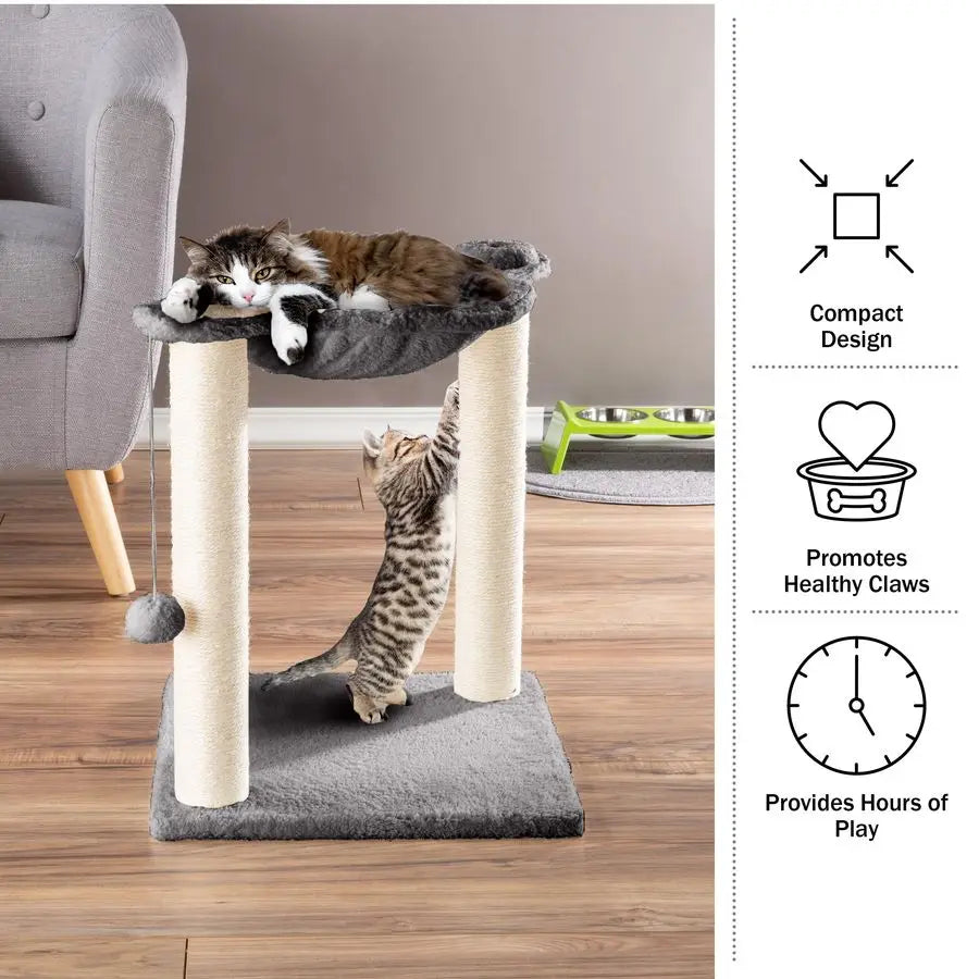 Hammock with Scratching Posts for Indoor Cats 19InchTall Cat Tree PETMAKER G
