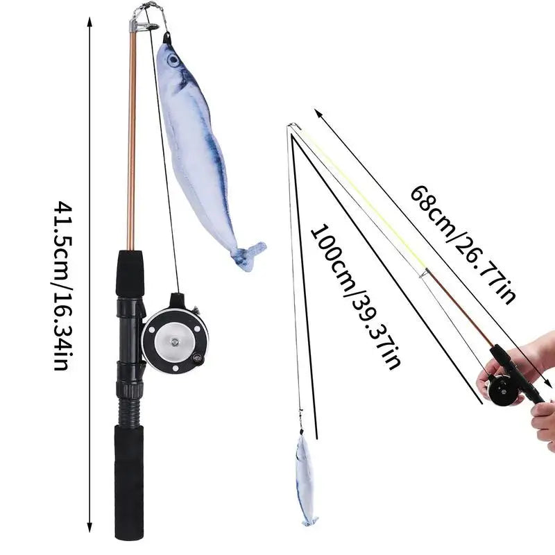 Retractable Cat Wand Toy Cat Teaser Fish