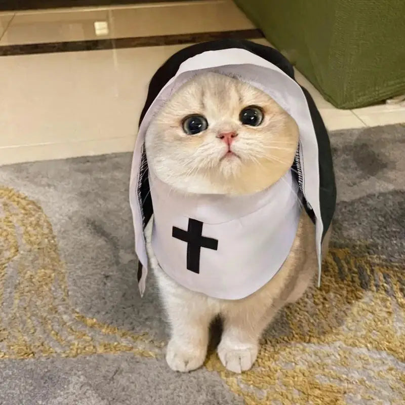Nun Costume Sister Habit Pet Cloth Dress Up Pet Costume For Small Cats and Dogs