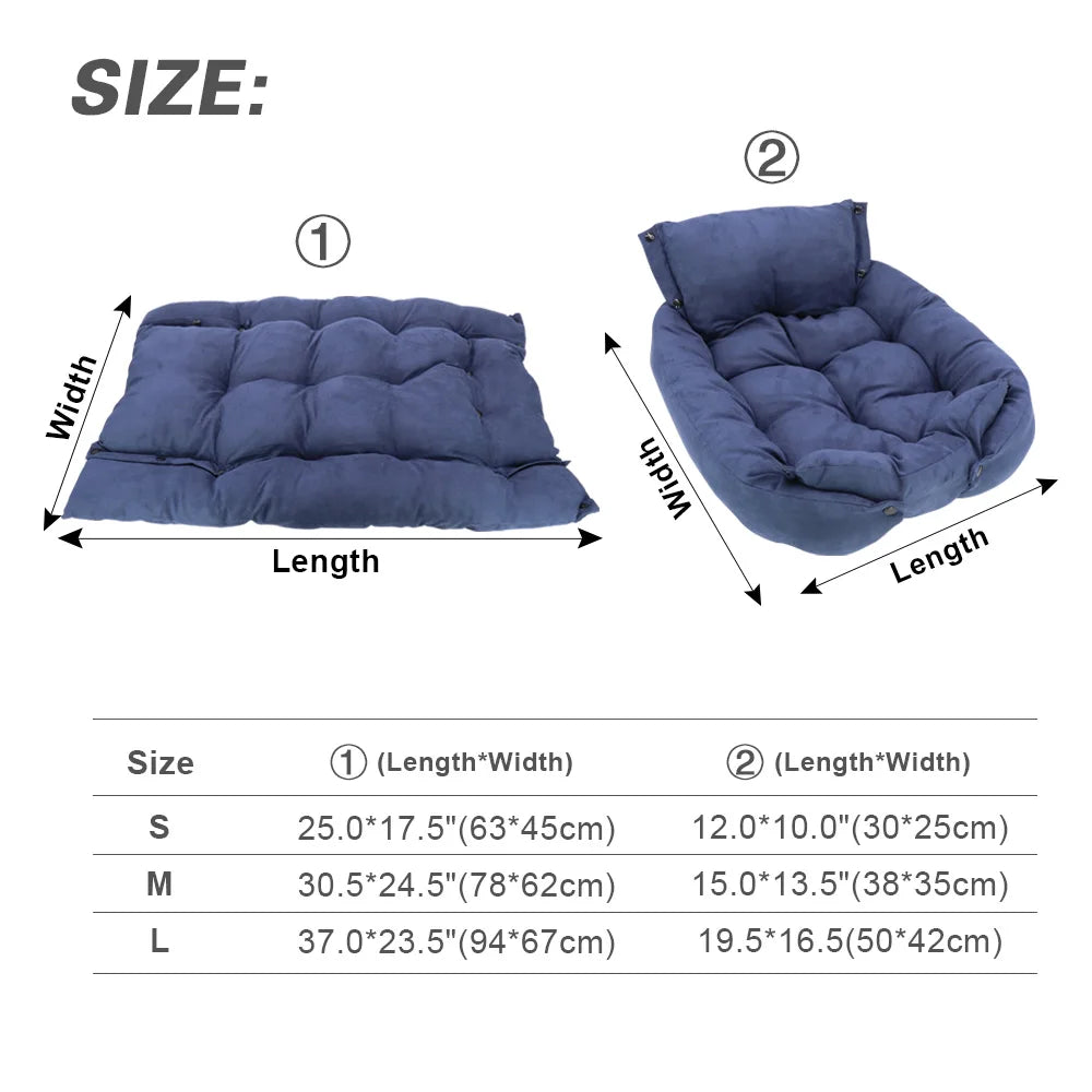 3 IN 1 Dogs Cat Sleeping Bed Sofa Warm Winter Puppy Kitten Nest