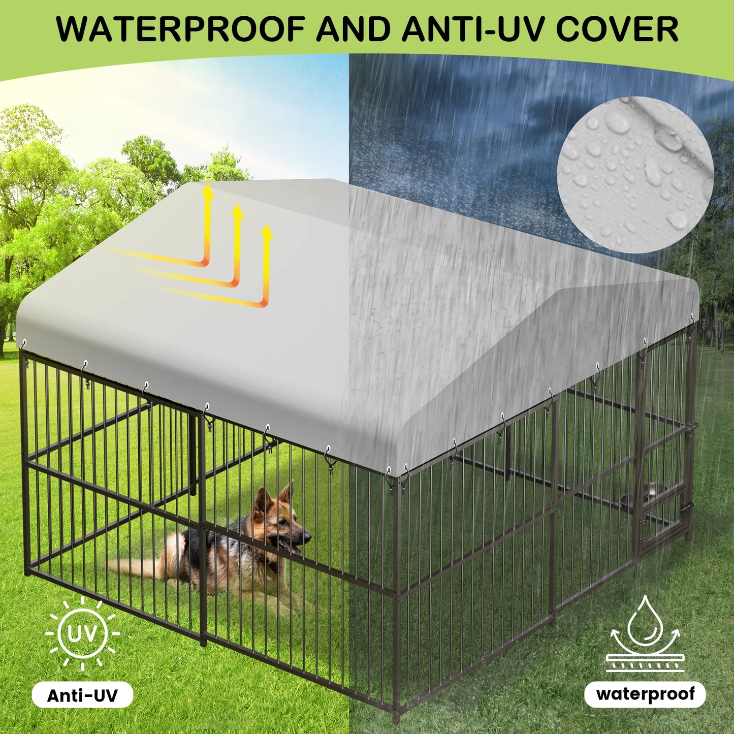 Large Outdoor Dog Kennel with Roof,