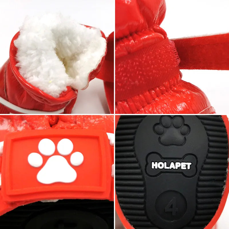 Pet Shoes Winter Warm Waterproof Slip Fleece Dog Snow Boots