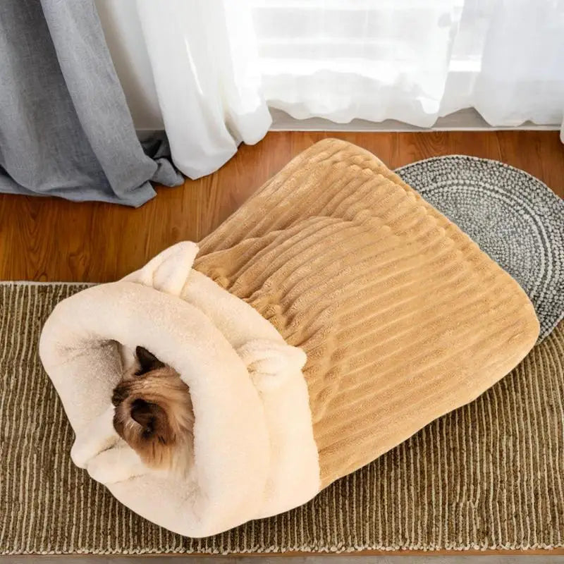 Winter Cat Sleeping Bag Warm Semienclosed Cat Sleeping Bag Bed