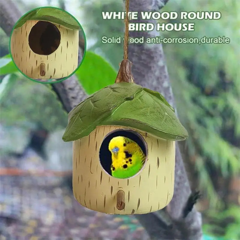 Hanging Bird House Outdoor Birdhouse Resin Novelty Decorative Garden Decor Hummingbird Nest for Garden Fence Patio Yard Backyard