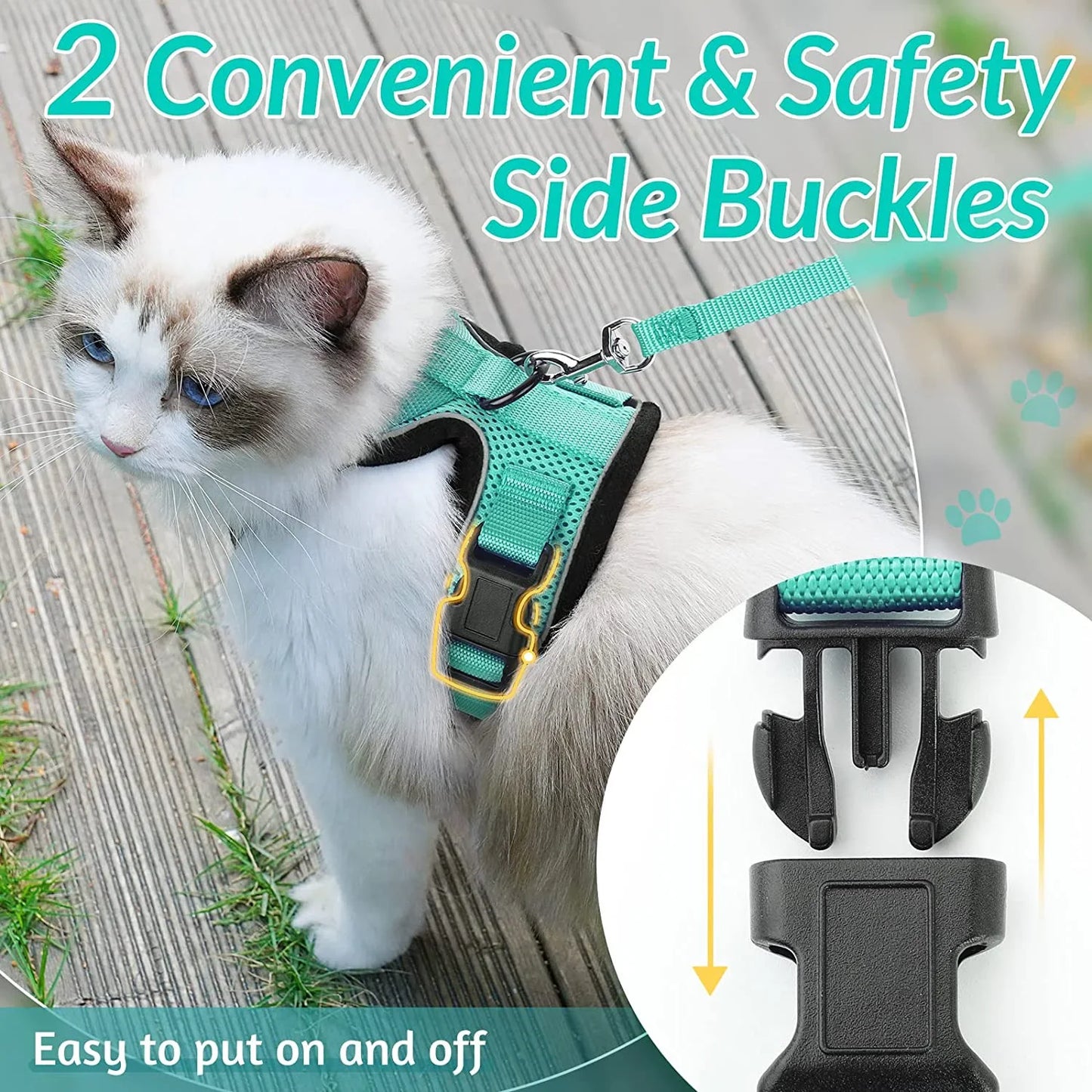 Cat Harness and Leash for Walking, Escape Proof Soft Adjustable Vest Harnesses for Cats