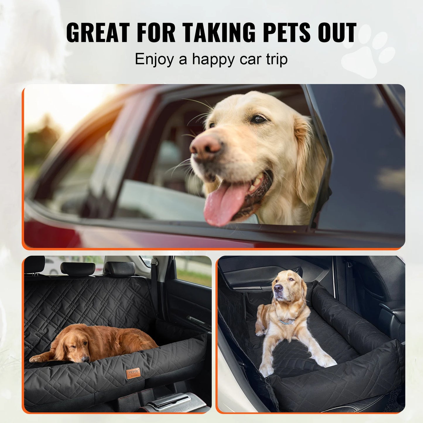 Waterproof Dog Booster Seat Pet Car Seat with Clip-On Safety Leash