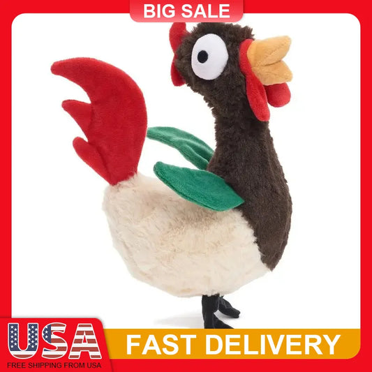 Squeaky Crinkle Rooster Dog Toy for Chewers