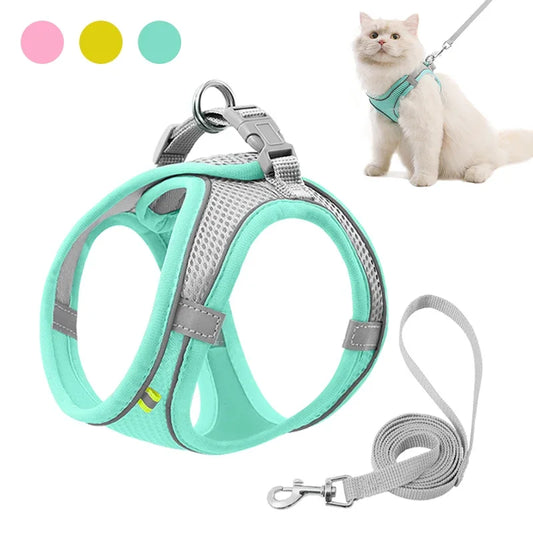 Adjustable Cat Harness Leash Escape Proof Kitten Dog Harness
