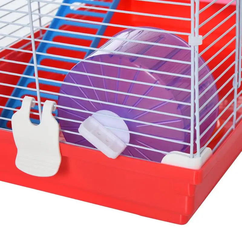 2-Story Hamster Cage w/ Exercise Wheel, Water Bottle, Dish, & Rat House