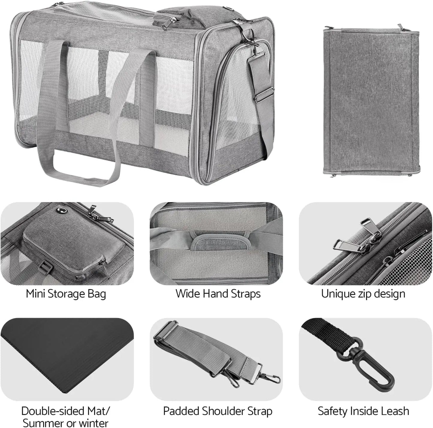 Airline Approved Pet Carrier for Cats Dogs Soft Travel Bag with Breathable Honeycomb
