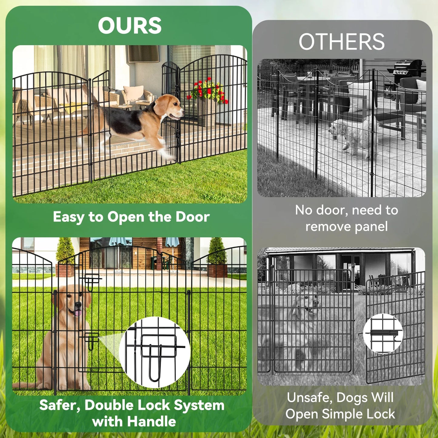 No Dig Decorative Garden Fence with Gate 32in (H) x 24ft (L), 9 Panels + 1 Gate +11 Stakes, Temporary Dog Fencing Outdoor