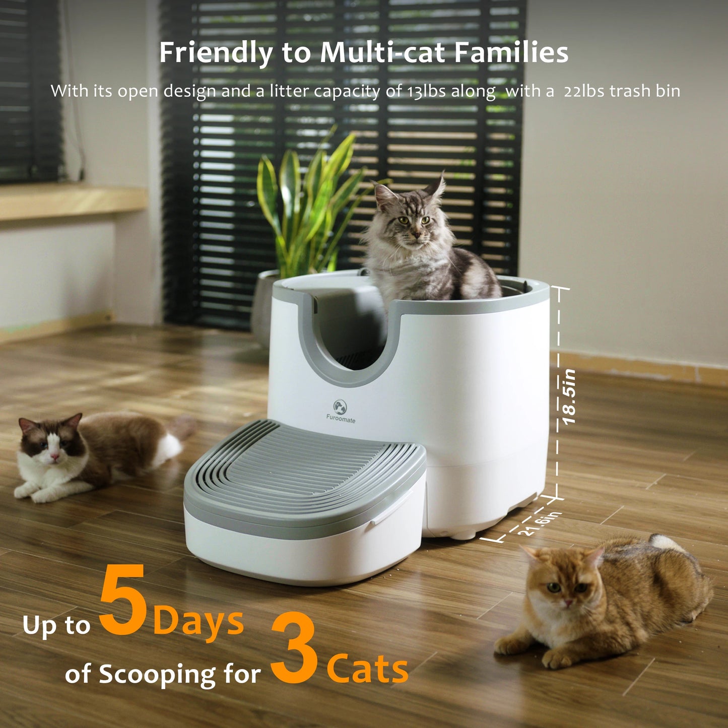 Self-Cleaning Cat Litter Box Open-Top Design with Advanced Safety Sensors