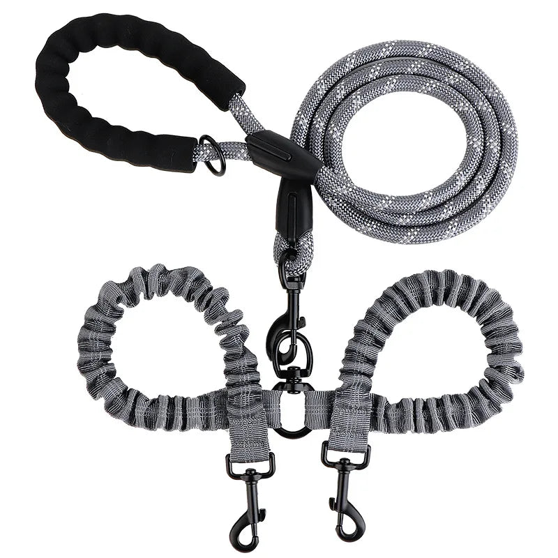 Two Dogs Collars Harness Leads Dog Leashes Dogs Leash Way Coupler Walk Two