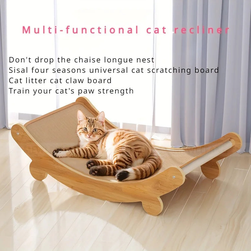 2-in-1 Cat Hammock Scratching Post Space-Saving Pet Bed Durable Indoor Outdoor Cat Furniture