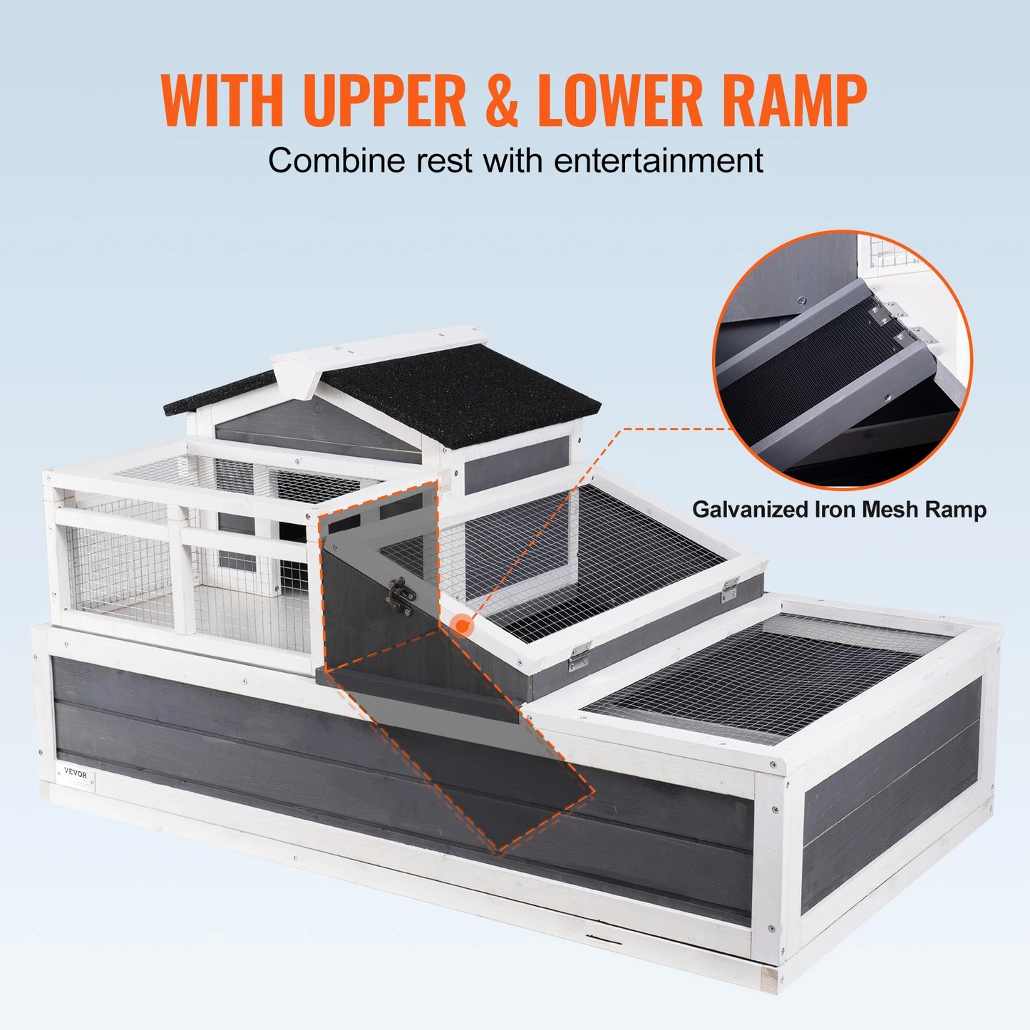 Wooden Tortoise House with Adjustable Lamp Holder Reptile Enclosure