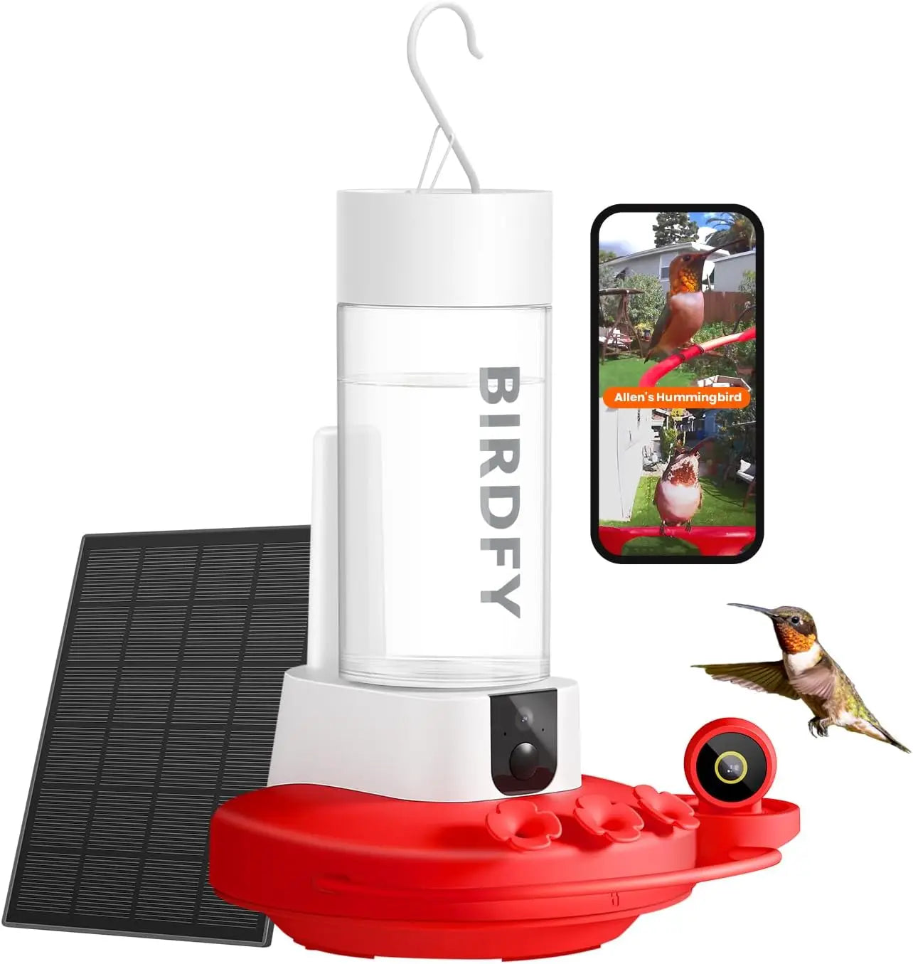 Birdfy Hummingbird Feeder with Dual Cameras - 2K HD Smart Cameras Solar Powered,