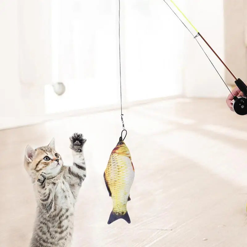 Retractable Cat Wand Toy Cat Teaser Fish