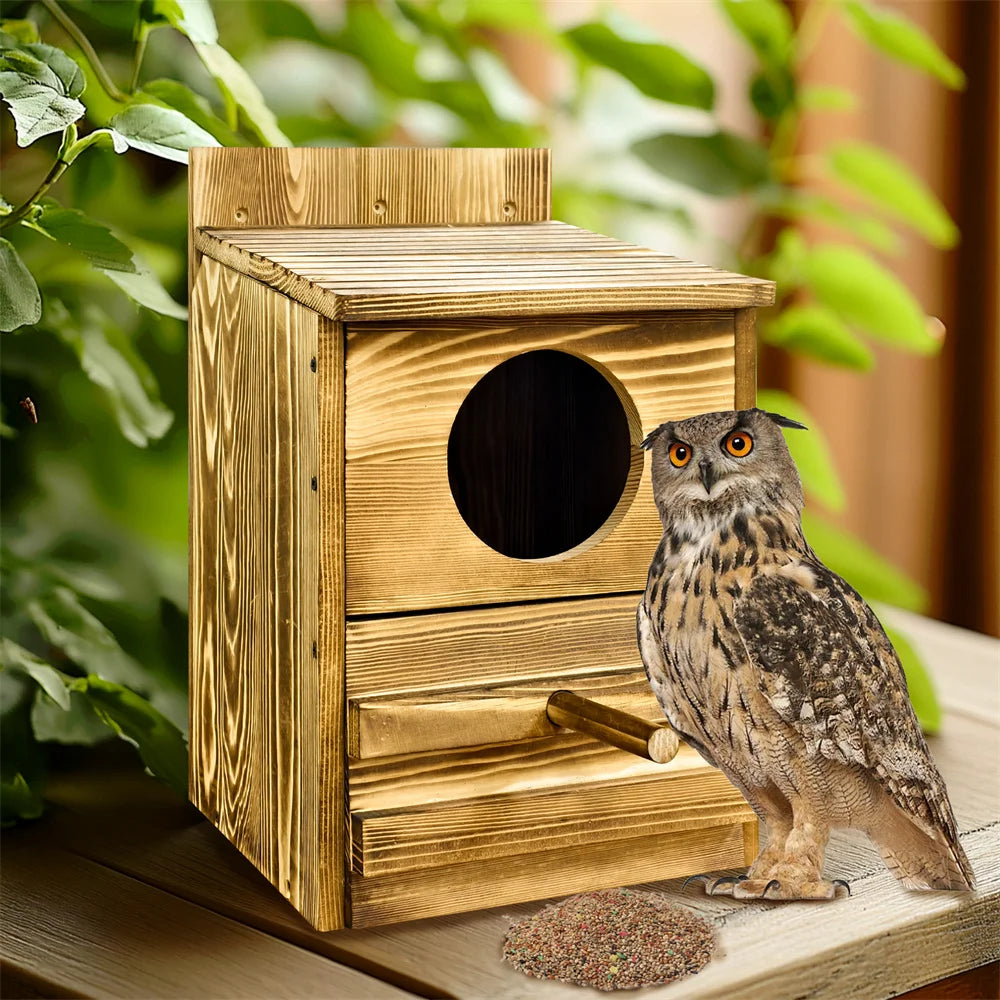 Large Handmade Wooden Round Opening Screech Box for Outside with Mounting Screws