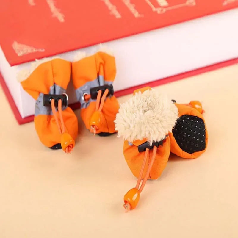 4pcs Antiskid Puppy Shoes Pet Protection Soft-soled Pet Shoes Winter Waterproof