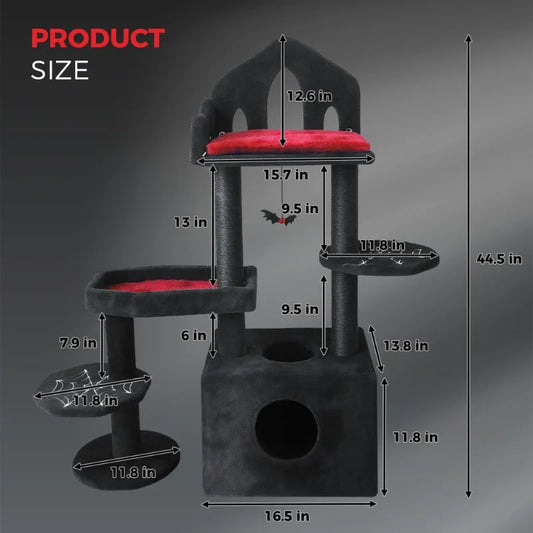 Black Gothic Cat Tree Heavy Cat Furniture with Indoor Multiple Cats hammock Gothic Pet Playground