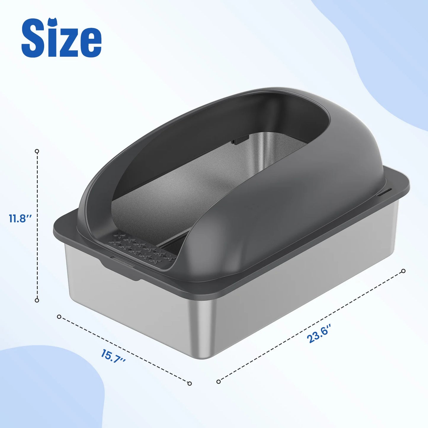 Stainless Steel Cat Litter Box with Lid Large Cat Litter Box for Big Cats Anti-Urine Leakage Scoop and Mat Included