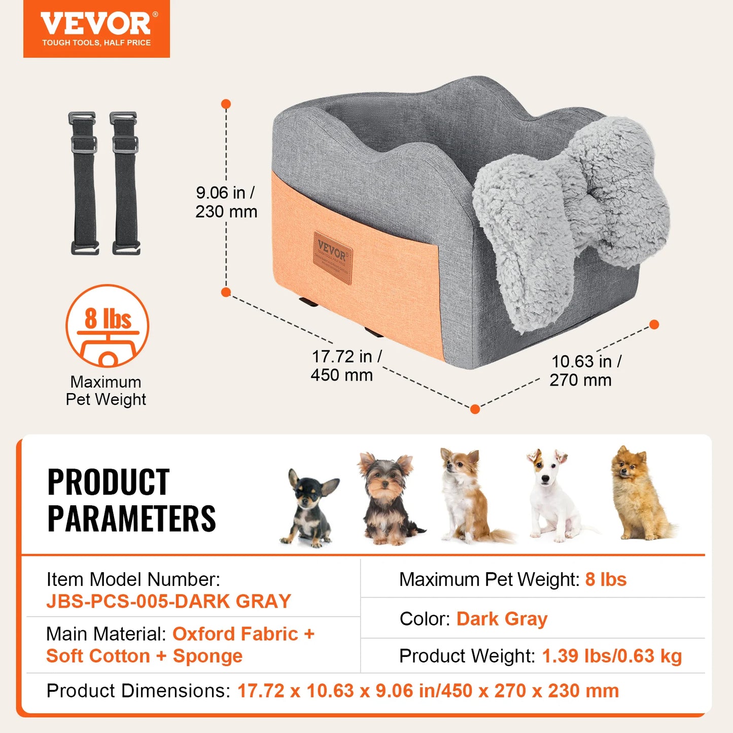 Waterproof Dog Booster Seat Pet Car Seat with Clip-On Safety Leash