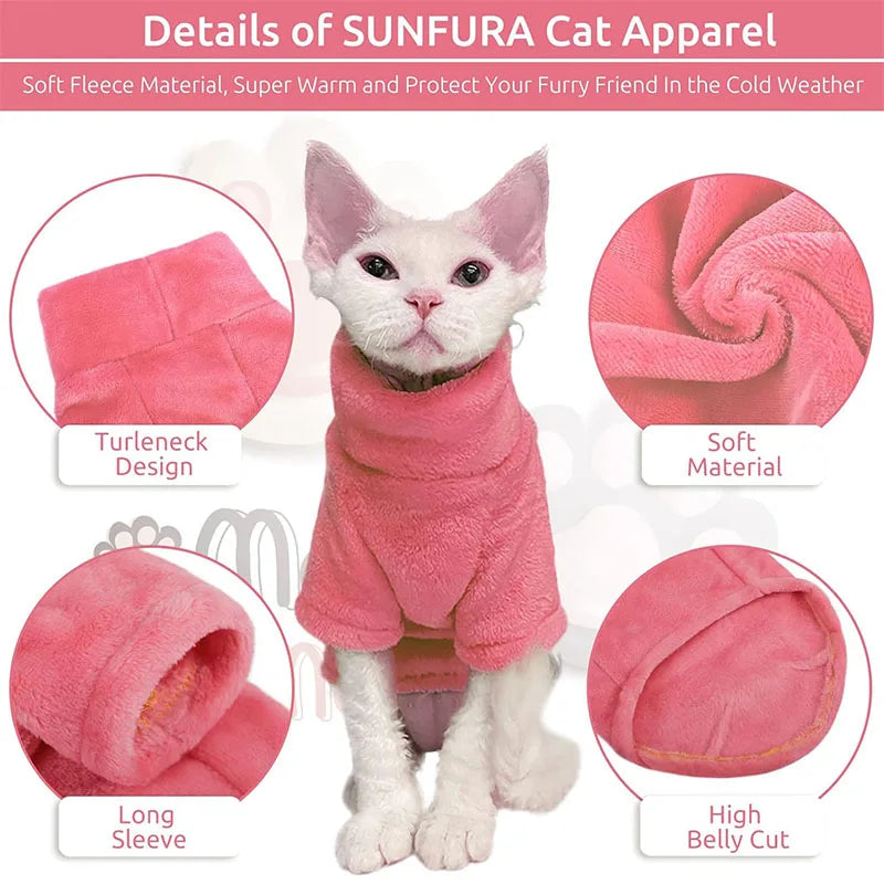 Cat Sweater Coat Turtleneck Winter Warm Cat Clothes  Puppy Jacket Chihuahua Clothing