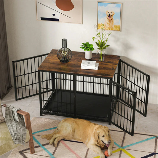 Large Wooden Dog Crate Furniture Style