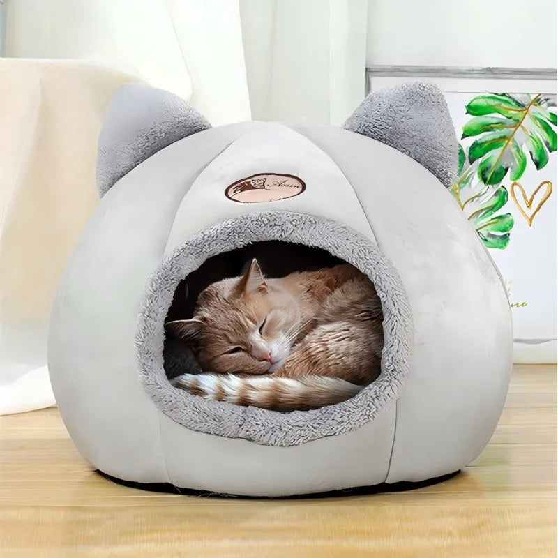 Pet bed with cat ears cat bed for small medium large cats Keep warm in winter  Machine washable