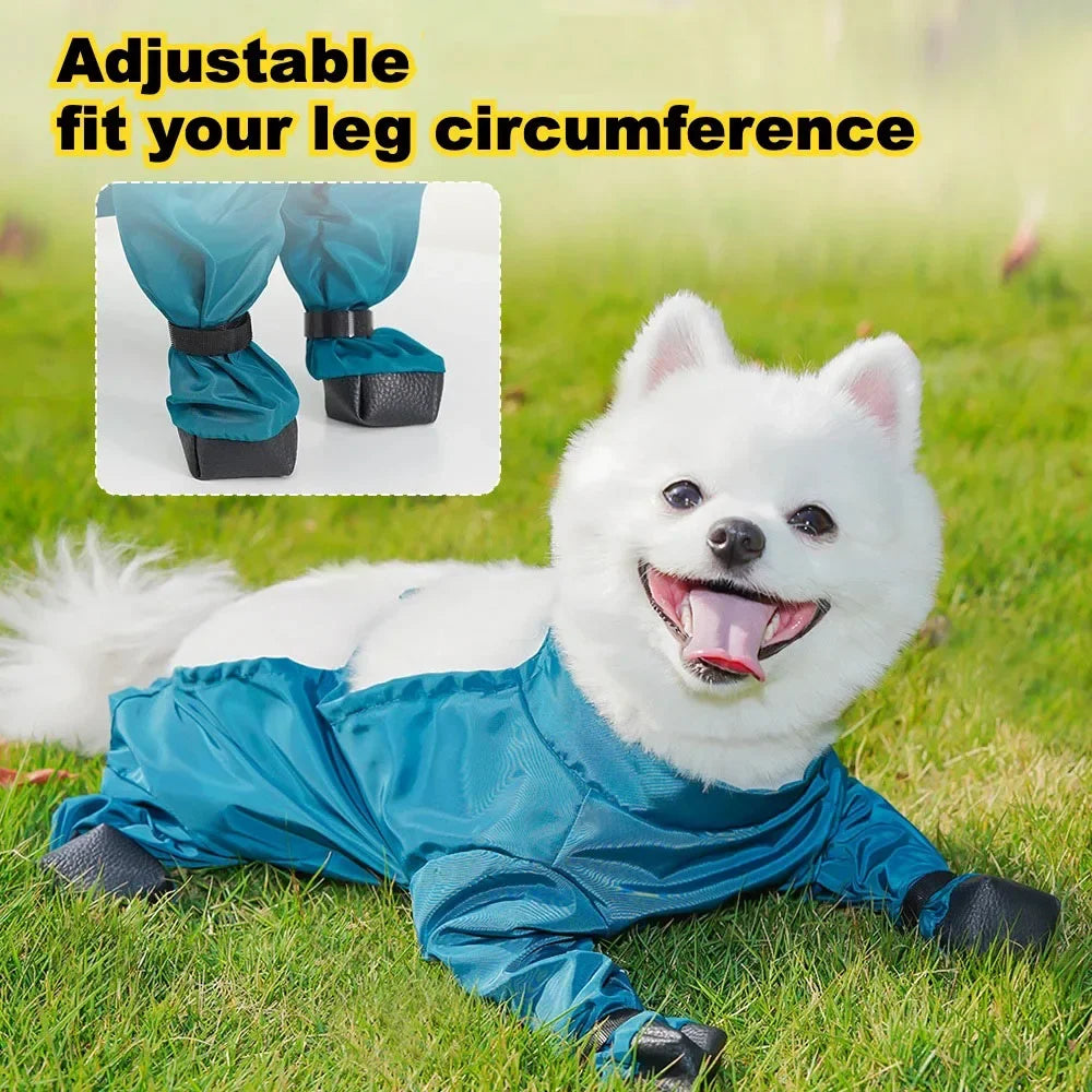 Waterproof Dog Boots with Suspenders Adjustable Anti-Fall Puppy Shoes