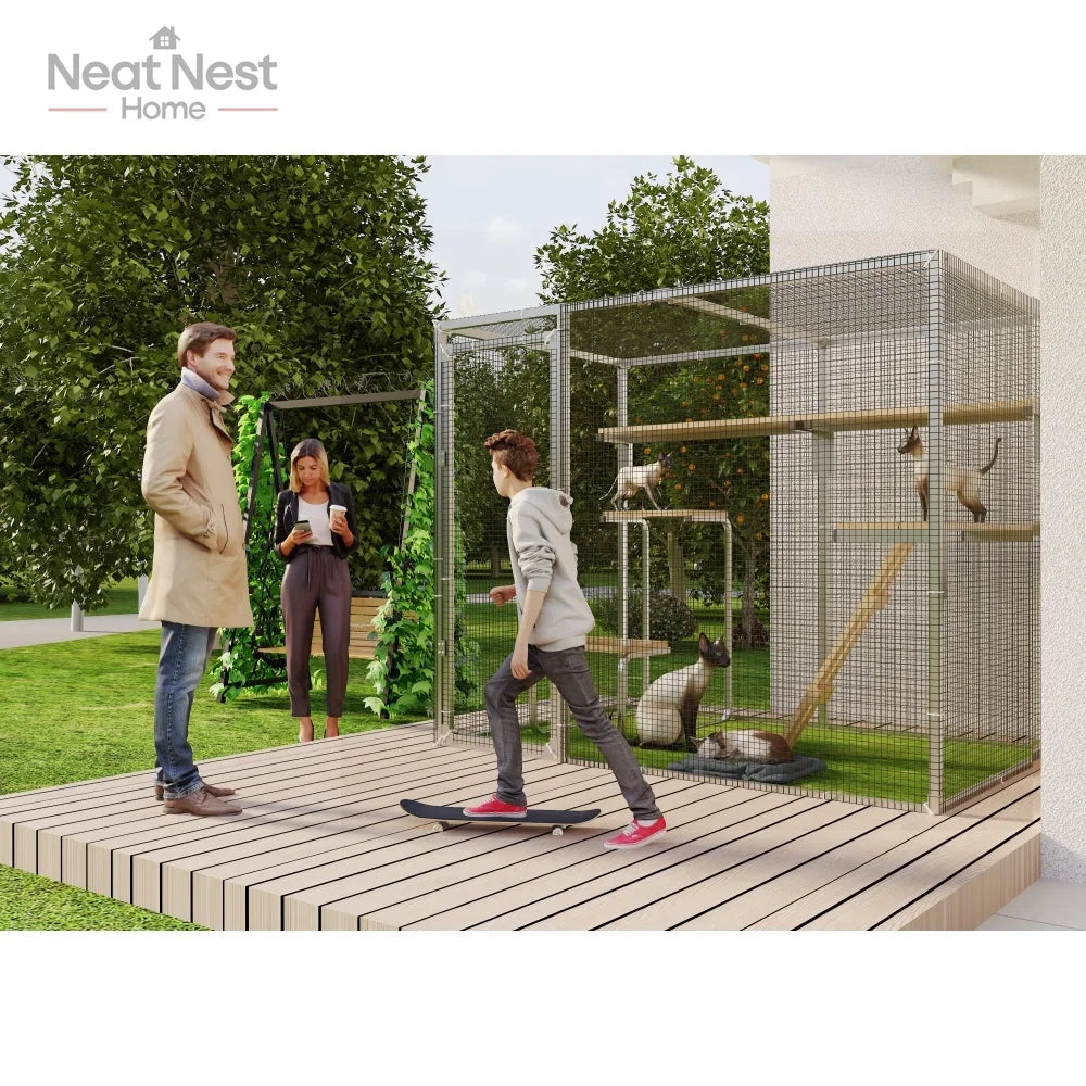 Cat cage shelter fence with Springboard,houses & habitats, garden, courtyard