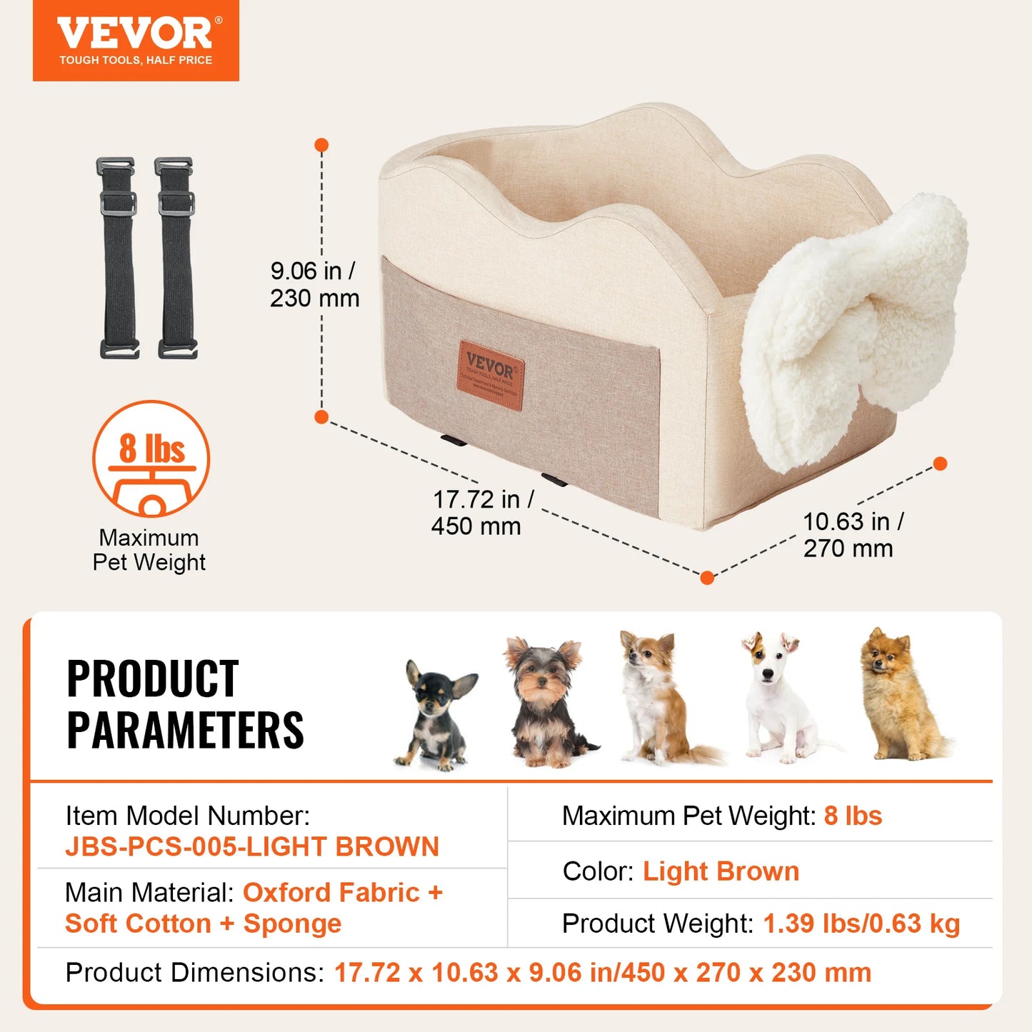 Waterproof Dog Booster Seat Pet Car Seat with Clip-On Safety Leash