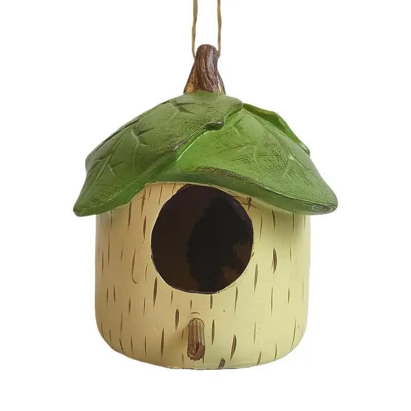 Hanging Bird House Outdoor Birdhouse Resin Novelty Decorative Garden Decor Hummingbird Nest for Garden Fence Patio Yard Backyard