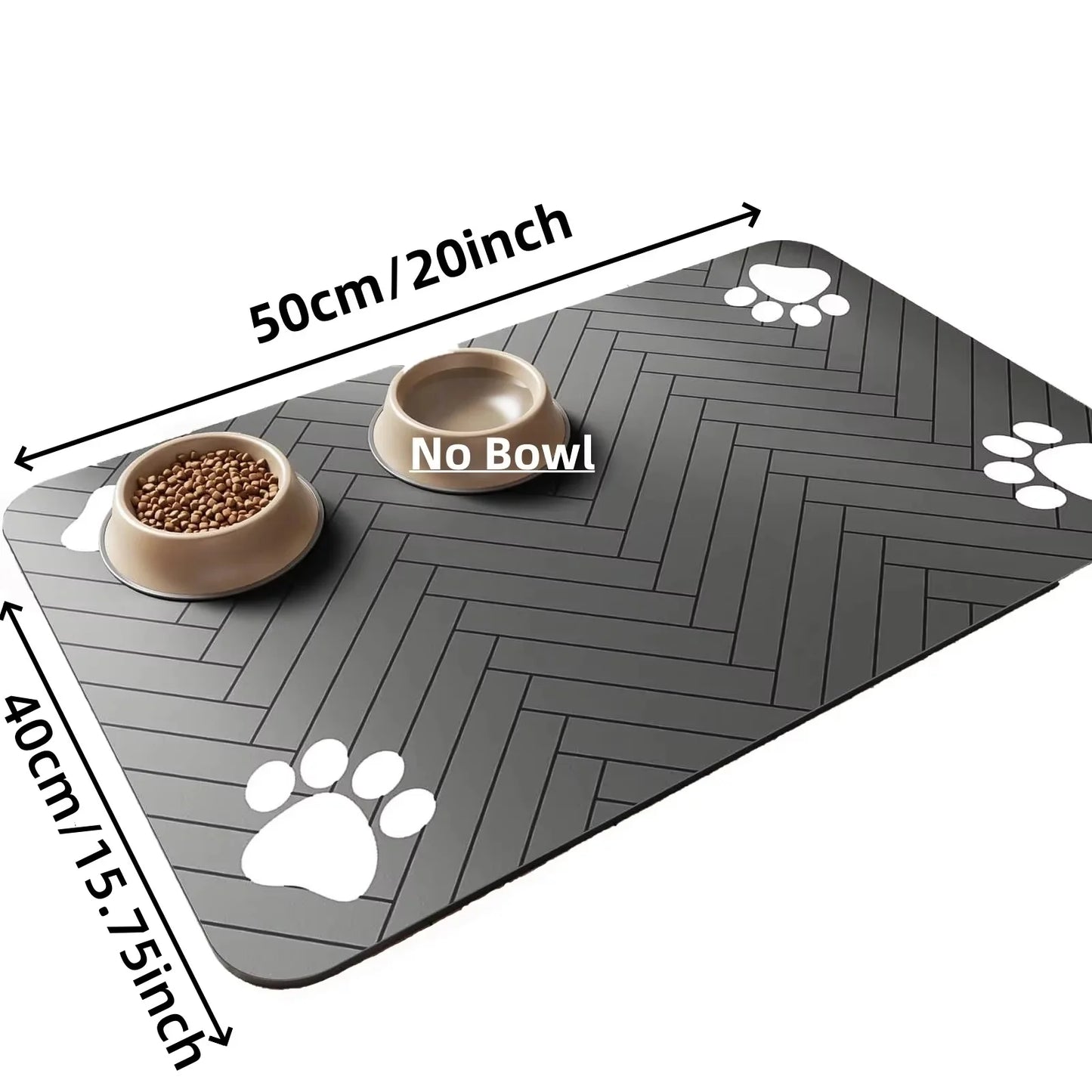 Pet Feeding Mat, Waterproof Placemat for Dog & Cat Food & Water Bowls, Quick-Dry Rubber Backing