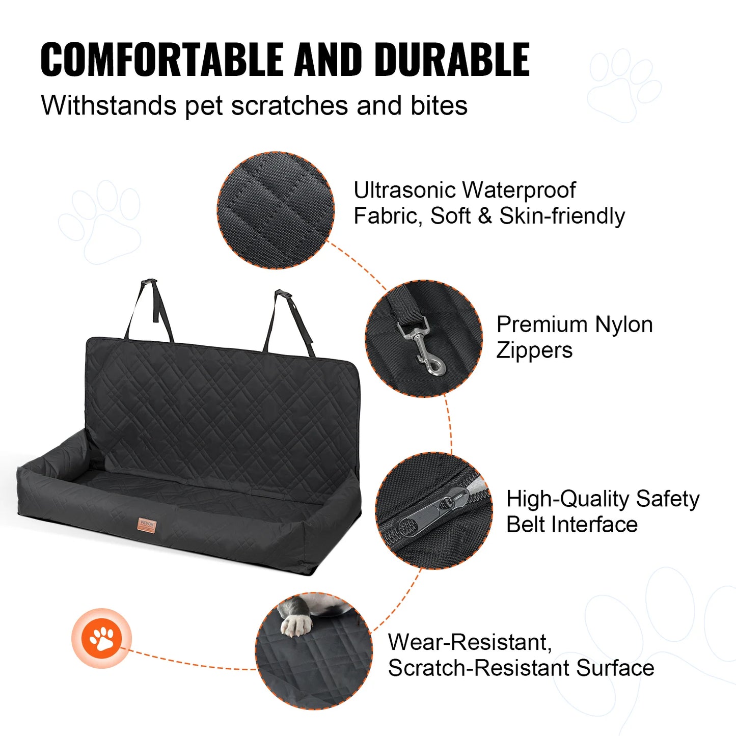 Waterproof Dog Booster Seat Pet Car Seat with Clip-On Safety Leash