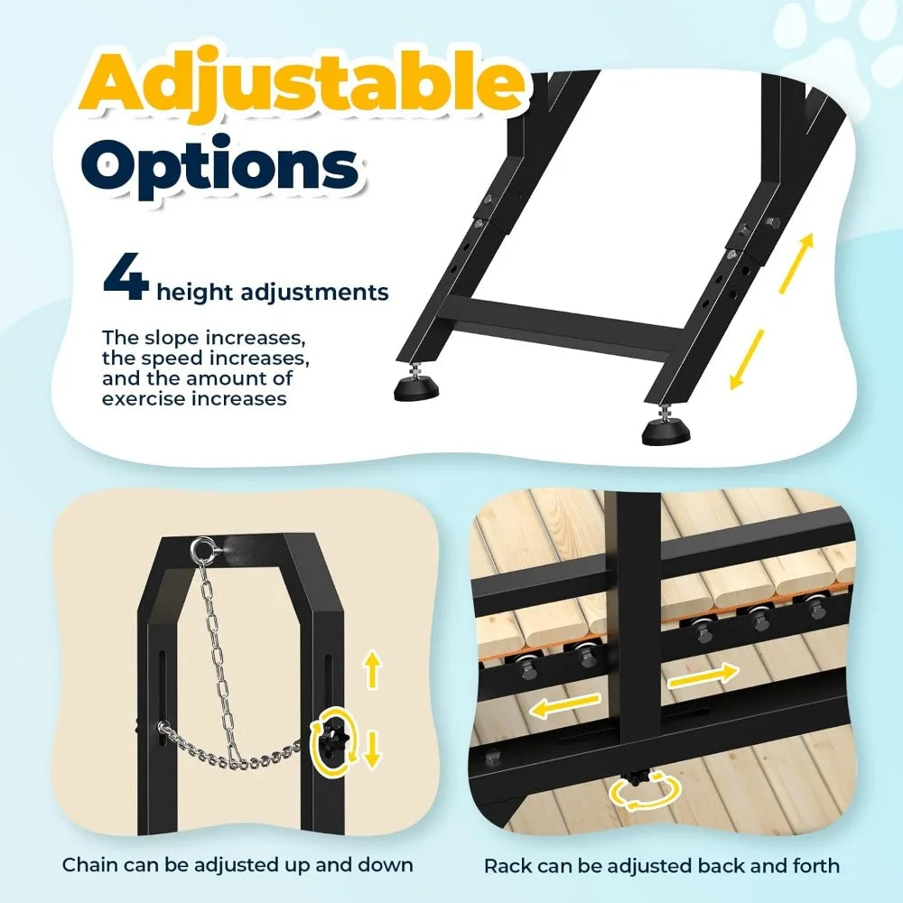 Large Dog Treadmill for Dogs, 4 Level Adjustable Ramp
