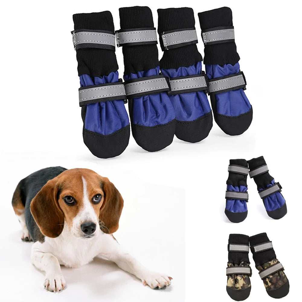 4pcs Winter Pet Dog Shoes Outdoor Waterproof Anti-Slip Pet Boots