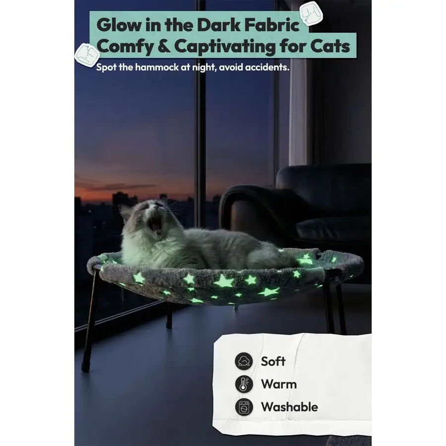 Cat Bed, GlowinTheDark Fabric Cat Hammock Bed for Large Indoor Cats,