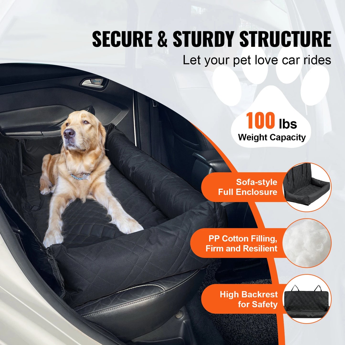 Dog Car Seat Waterproof Dog Booster Seat Pet Car Seat with Clip-On Safety Leash