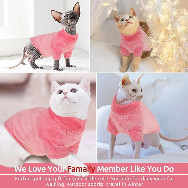 Cat Sweater Coat Turtleneck Winter Warm Cat Clothes  Puppy Jacket Chihuahua Clothing