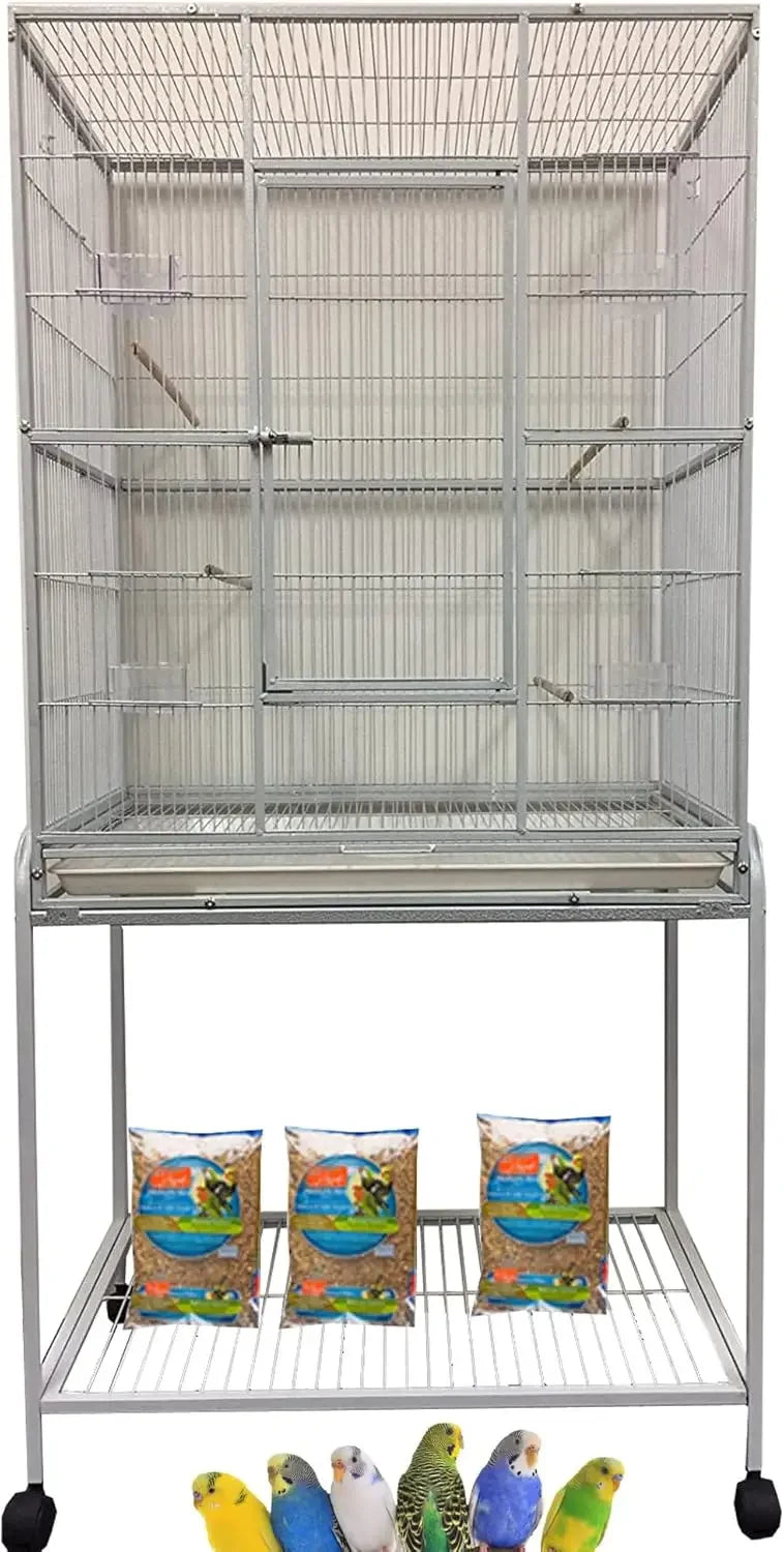 Large Wrought Iron Metal Bird Flight Breeder Cage  with Removable Rolling Stand