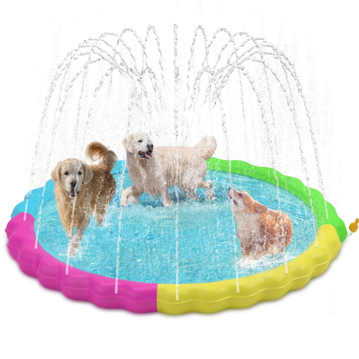 Non-Slip Splash Pad for Pets Summer Outdoor Water Toys, Sprinkler Pool for Dogs Outdoor Play