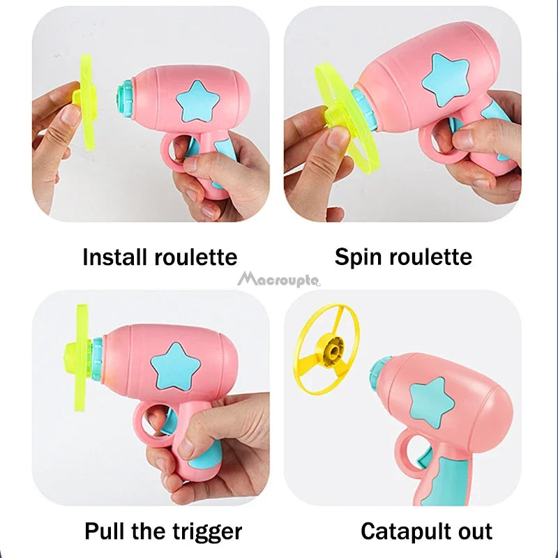 Interactive Launch Pet Training Toy for Kitten Mini Flying Disc Shooting Gun Chasing Games