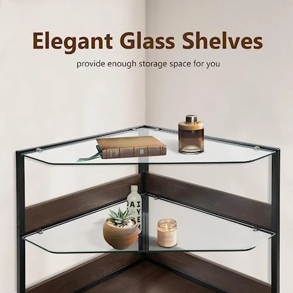 Wooden Corner Dog Crate Furniture Glass Shelves