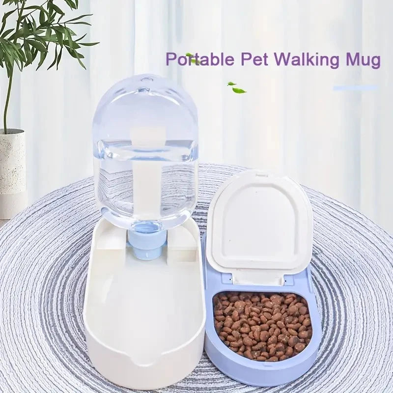 Portable Pet Water Bottle & Food Dispenser with Cup for Cats, Dogs, Rabbits