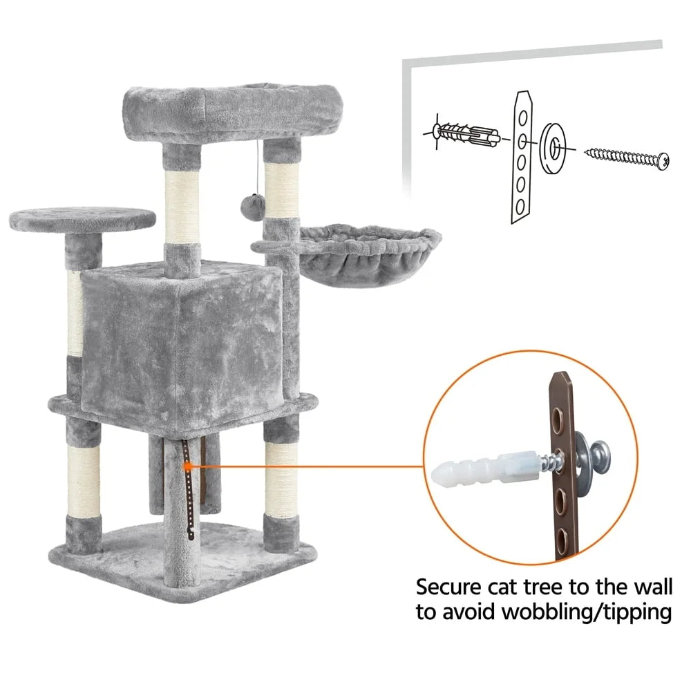 Multilevel Cat Tree Tower with Condo Perches Scratching Posts Plush Baskets